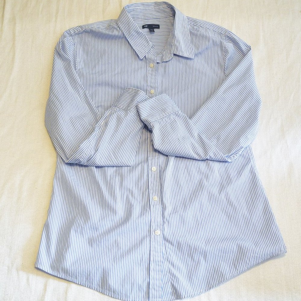Gap Tailored Shirt Button Down Blue White Stripe L